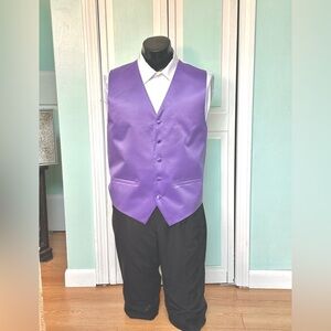 Freesia Purple Satin Closed Back Vest Wedding Wisteria Men’s Medium M Long Tall